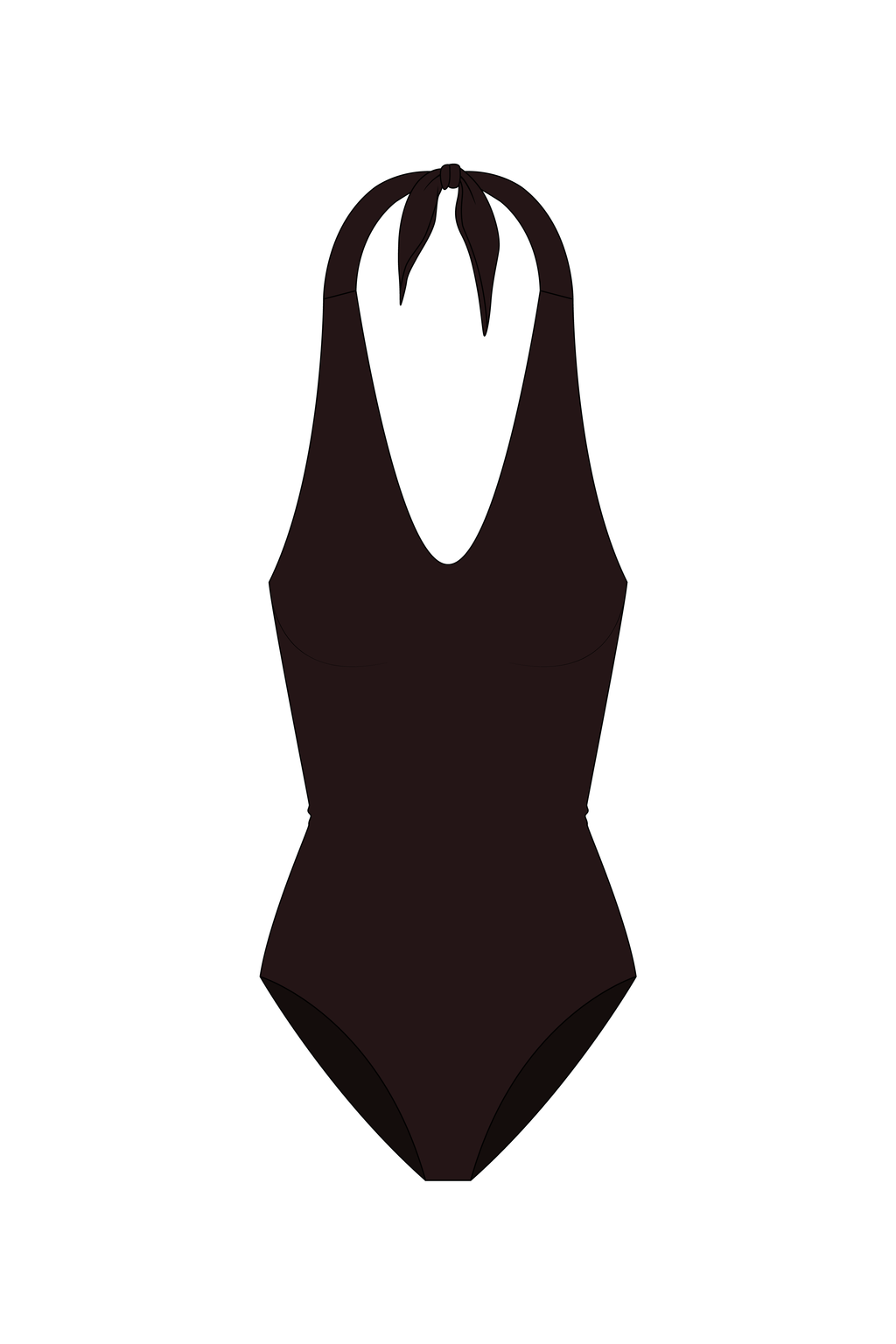 Brown Halter Neck One Piece