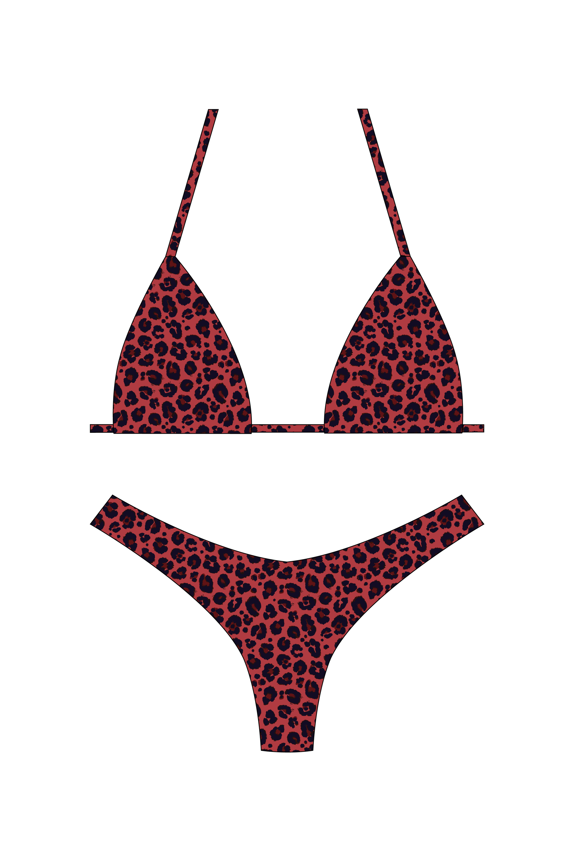 Red Leopard Bikini Set