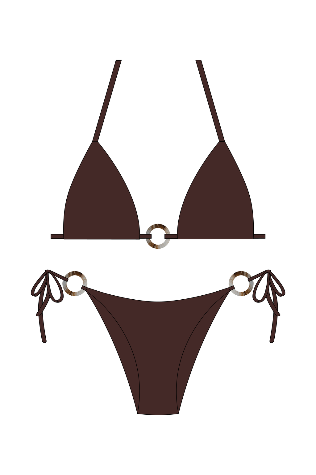 Brown Bikini Set with Rings