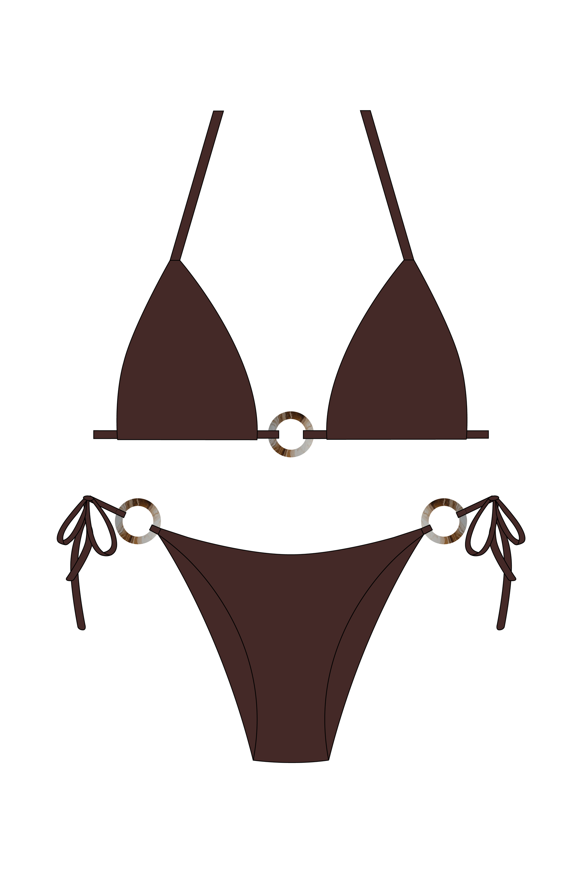Brown Bikini Set with Rings