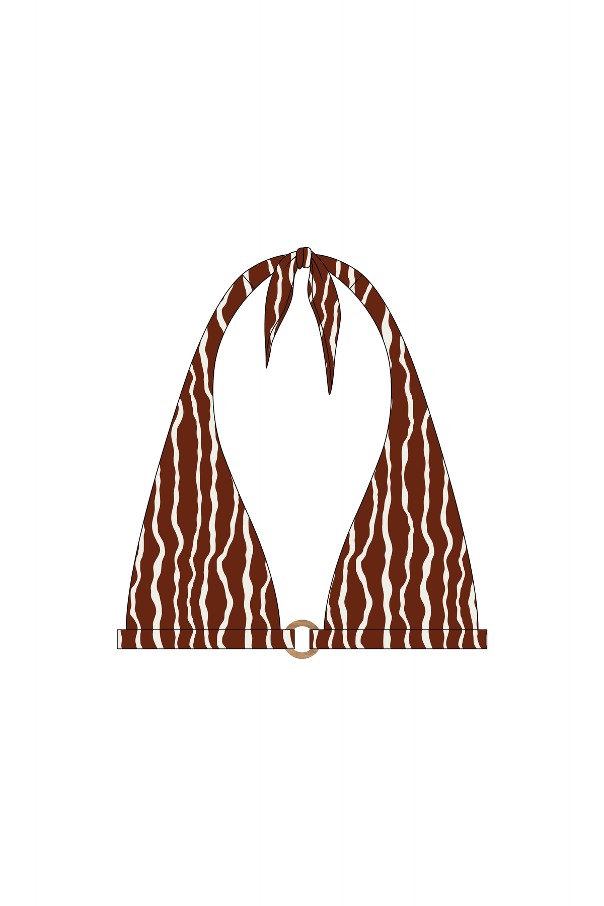 Brown Squiggle Sweetpea Bikini Top with a Ring