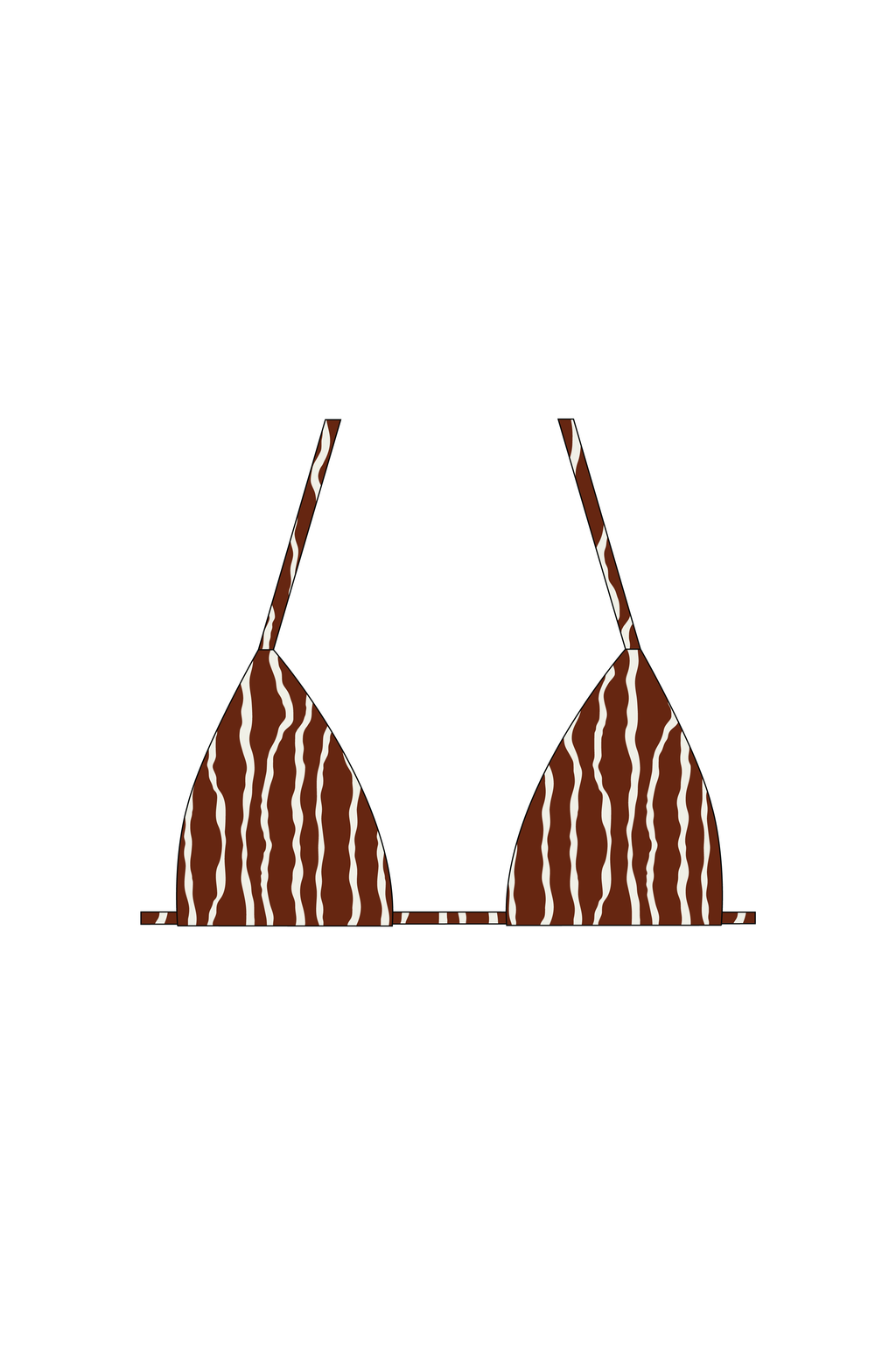 Brown Squiggle Tie Bikini Top