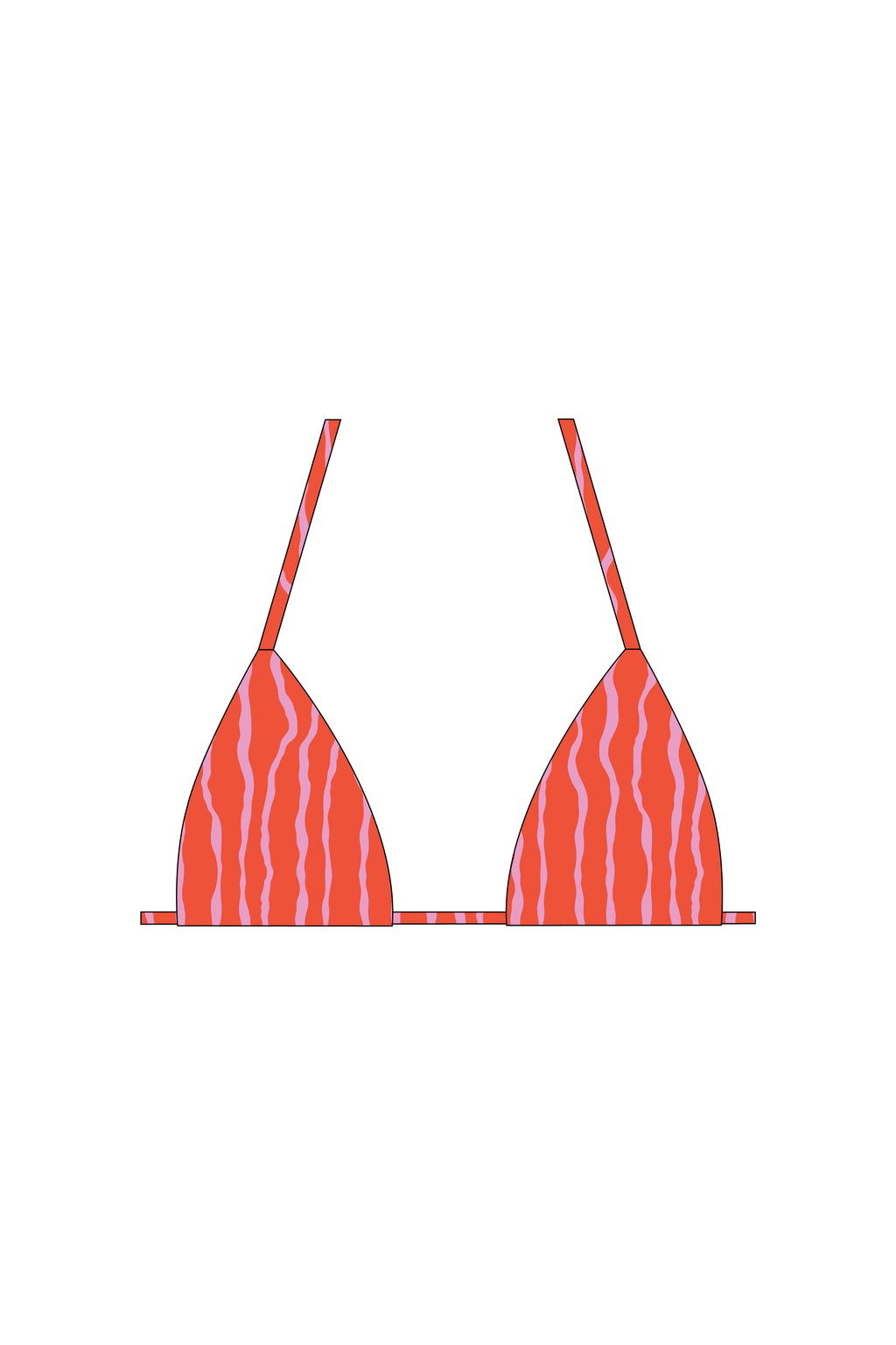 Pink & Orange Squiggle Tie Bikini Top