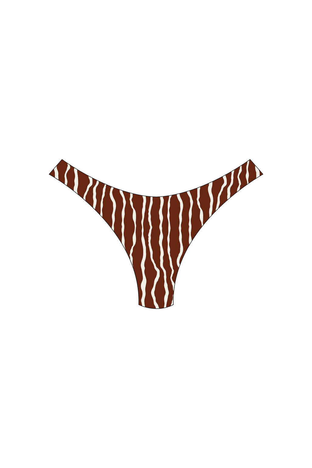 Brown Squiggle High-Leg Bikini Bottoms