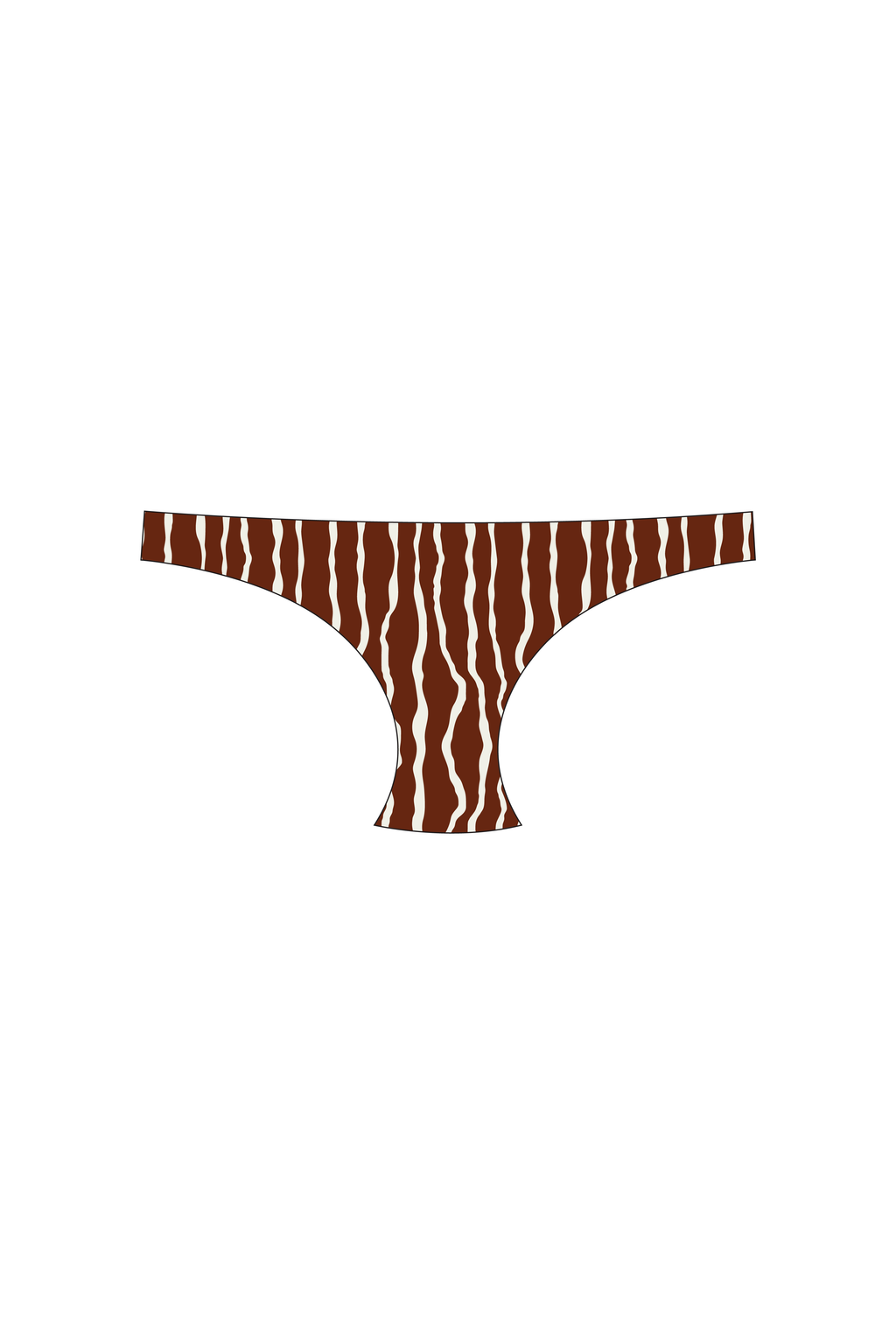 Brown Squiggle Tanga Bikini Bottom