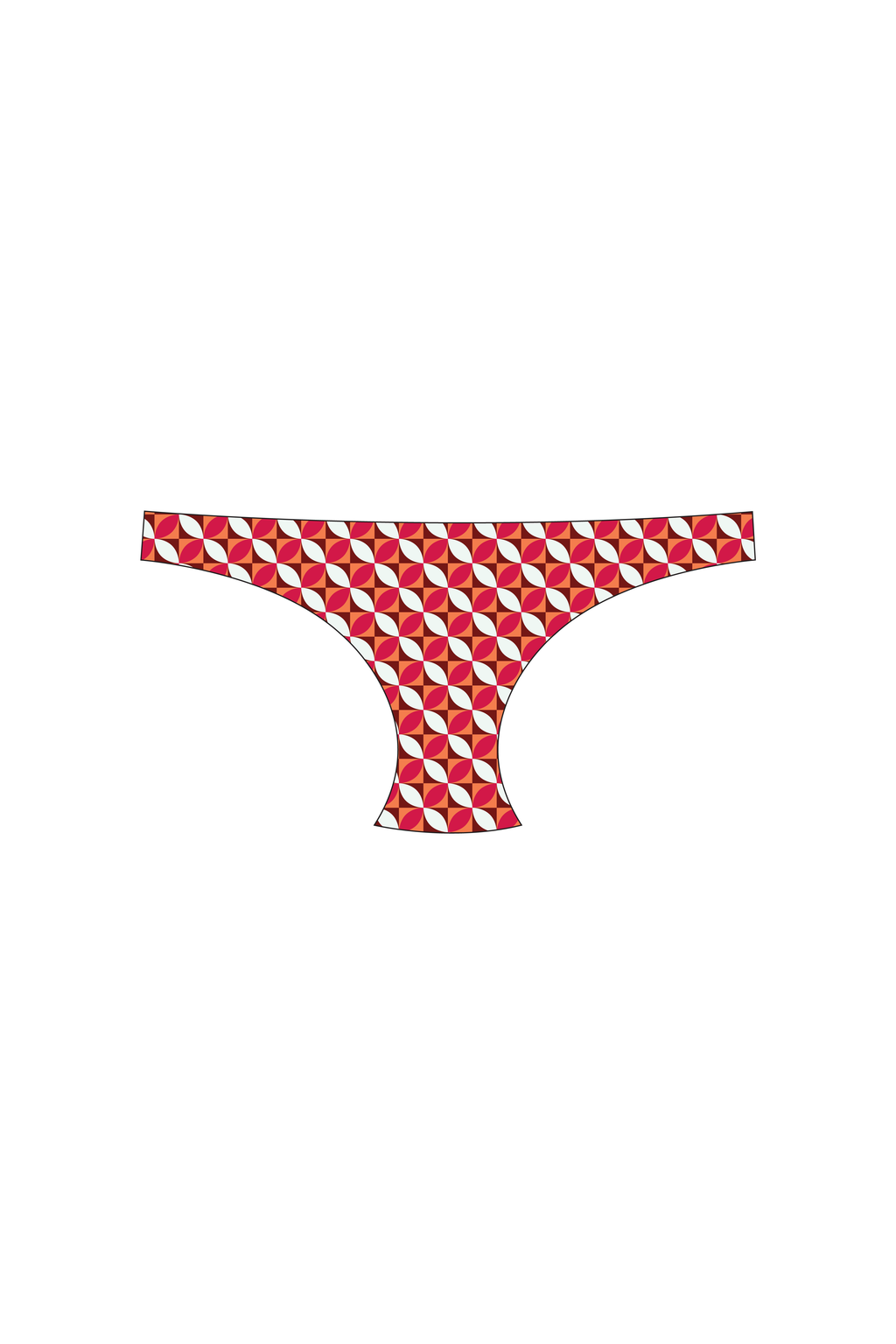 Red Petal Geo Tanga Bikini Bottom