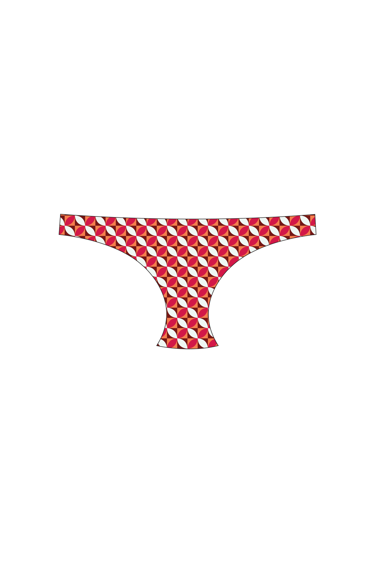 Red Petal Geo Tanga Bikini Bottom