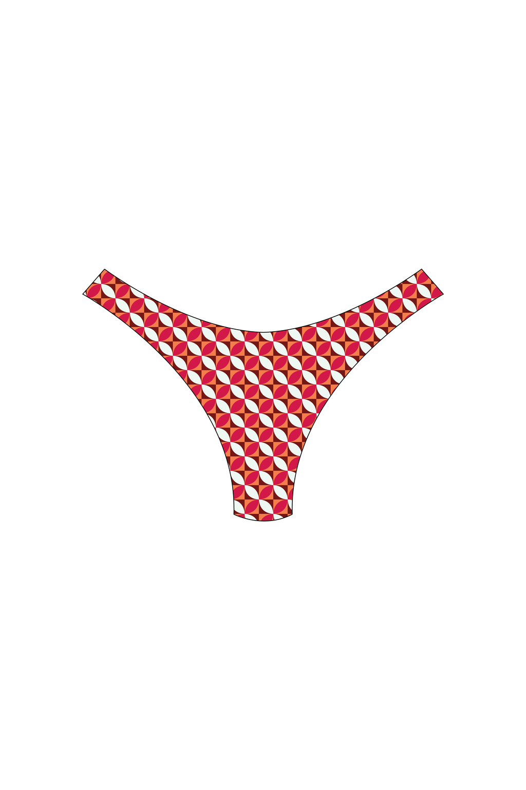 Red Petal Geo High-Leg Bikini Bottoms