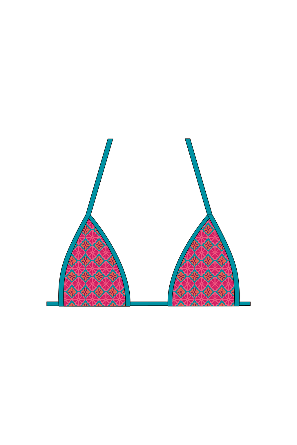 India Pink Contrast Tie Bikini Top