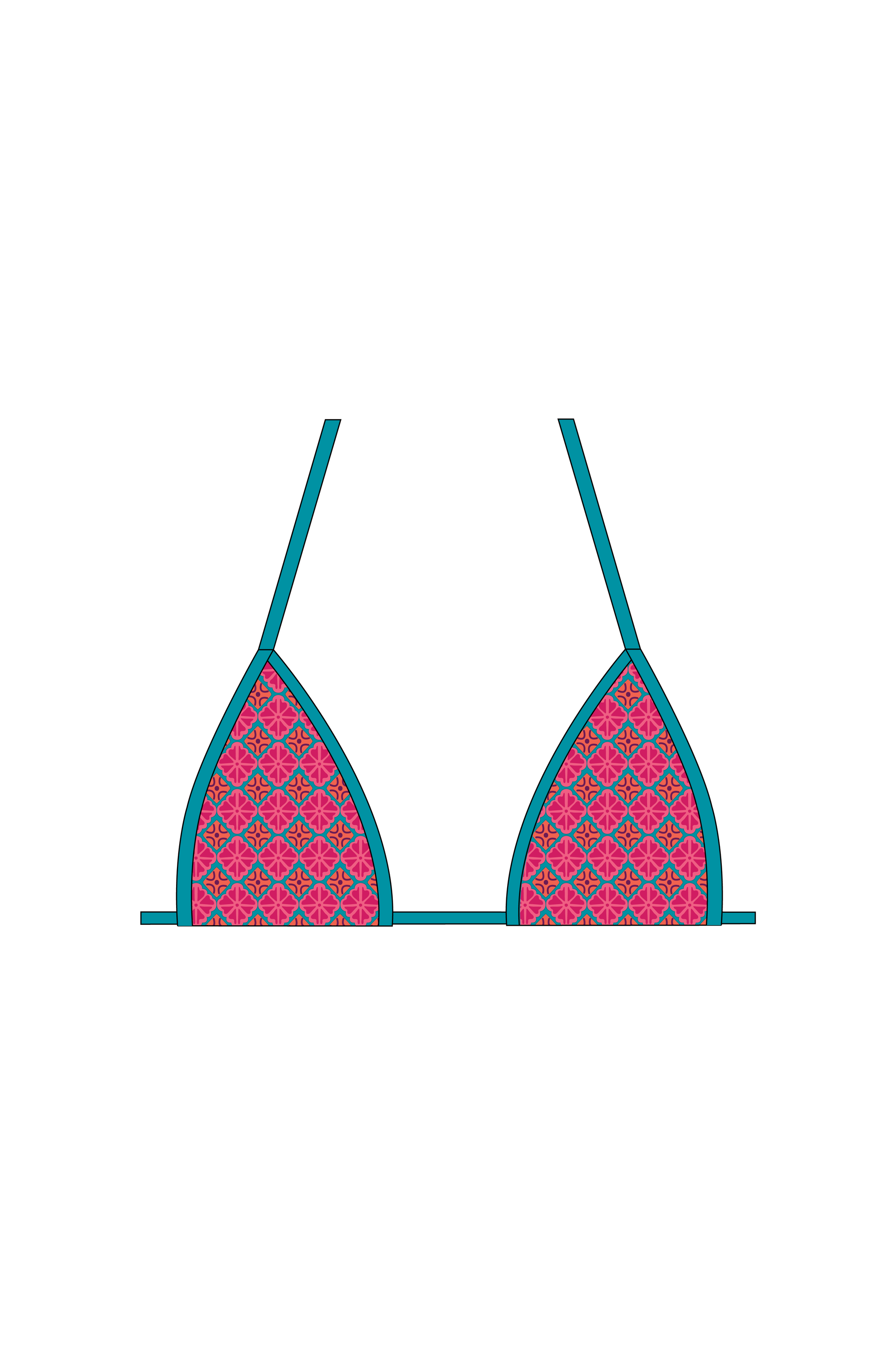 India Pink Contrast Tie Bikini Top