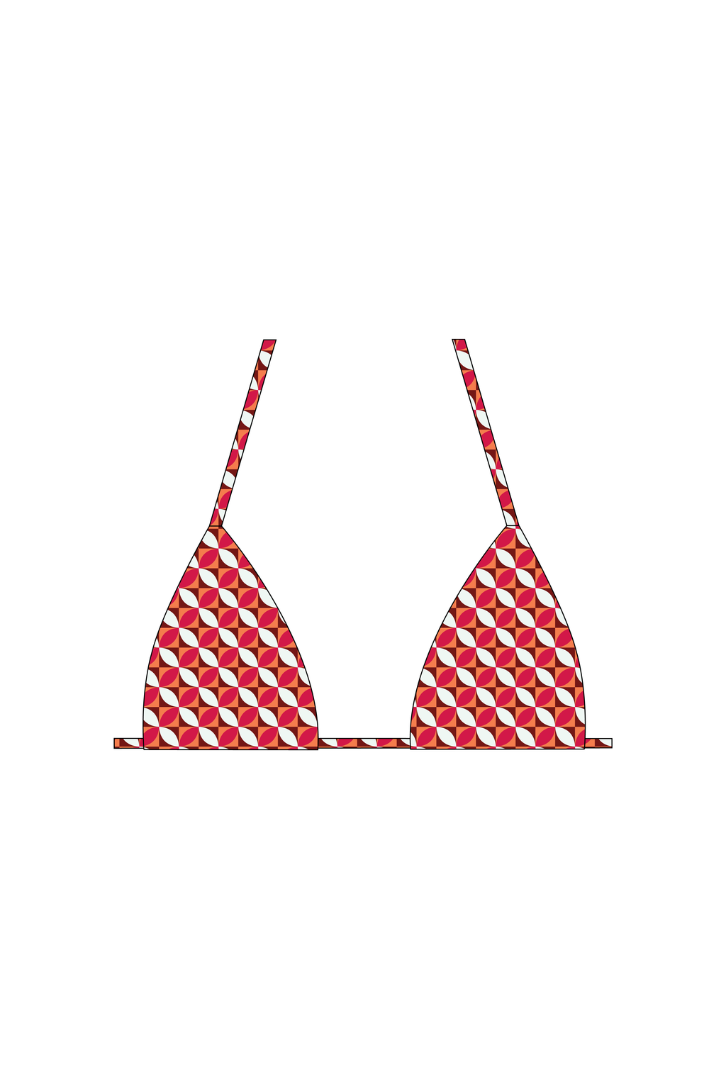 Red Petal Geo Tie Bikini Top