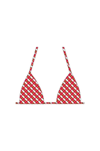 Red Petal Geo Tie Bikini Top