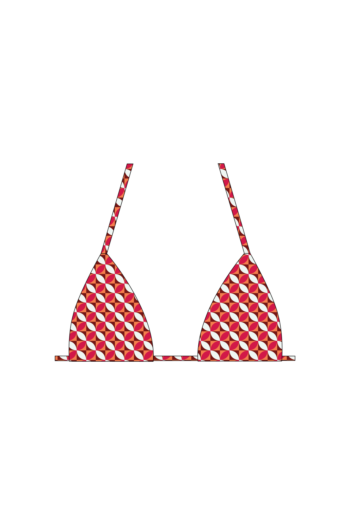 Red Petal Geo Tie Bikini Top