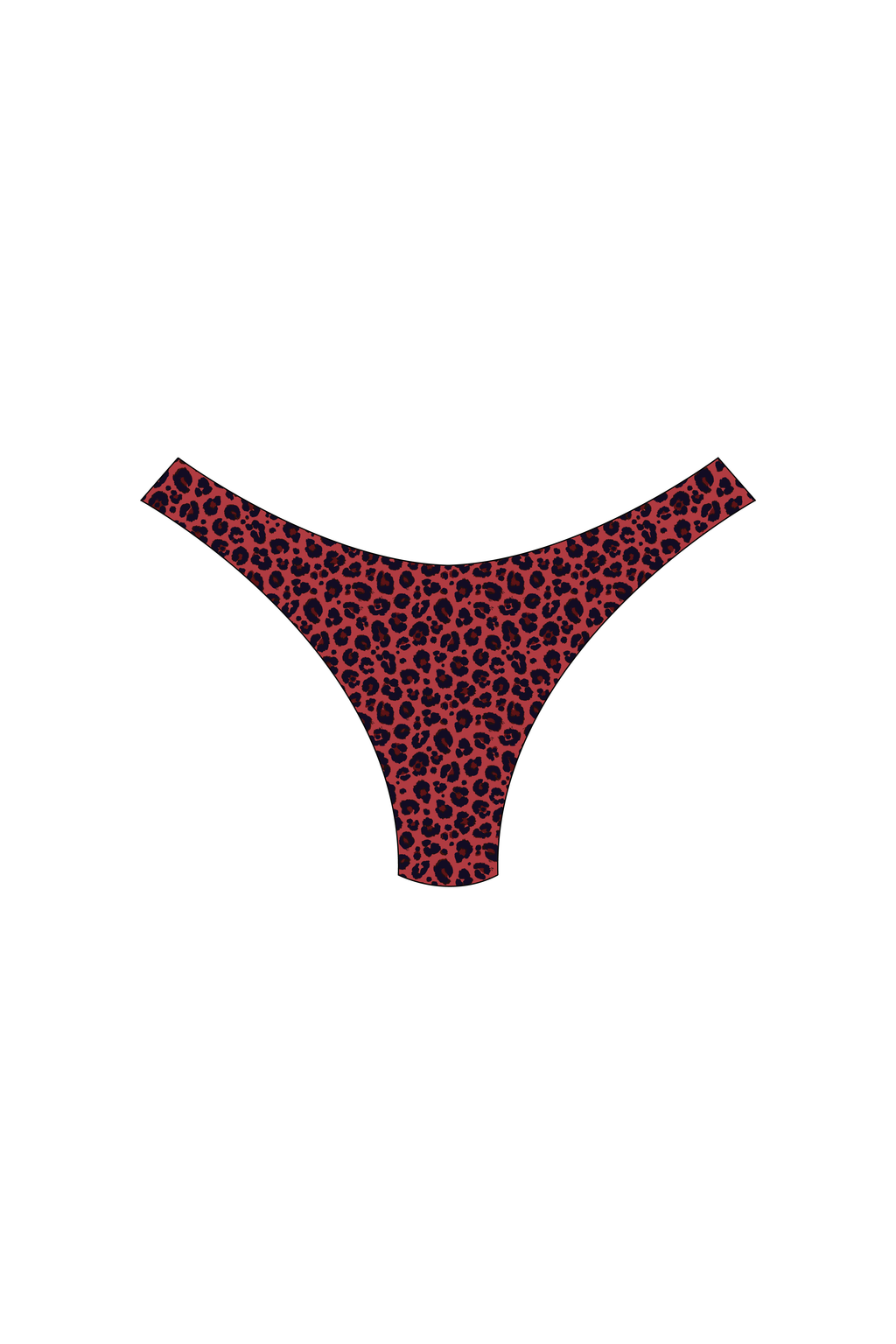 Red Leopard High-Leg Bikini Bottoms