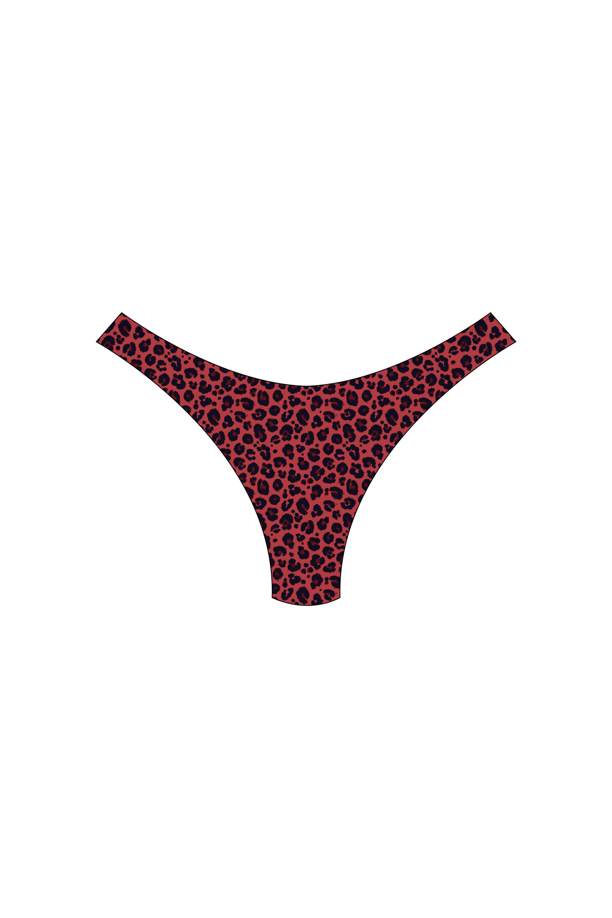 Red Leopard High-Leg Bikini Bottoms