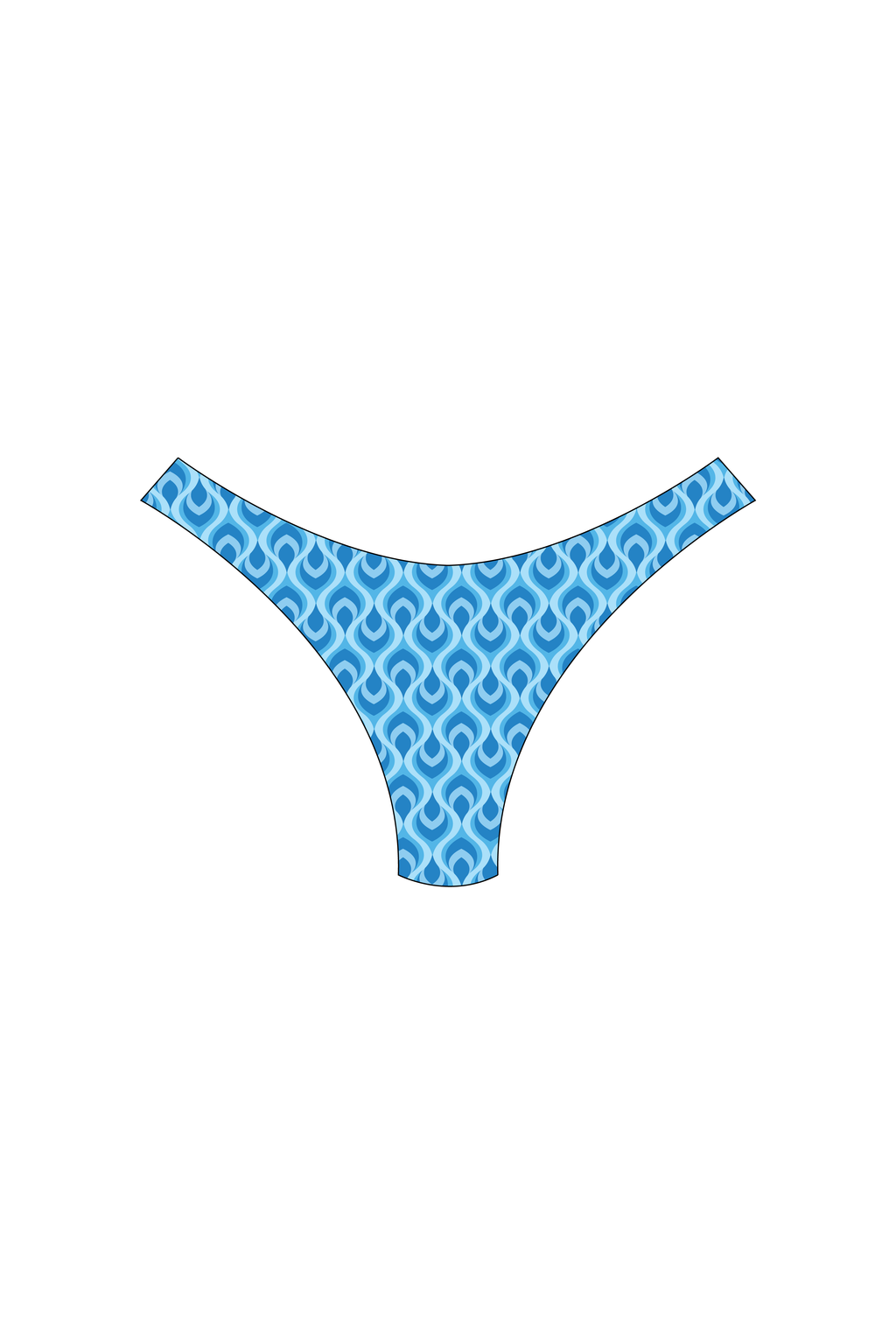 Blue Feather High-Leg Bikini Bottoms