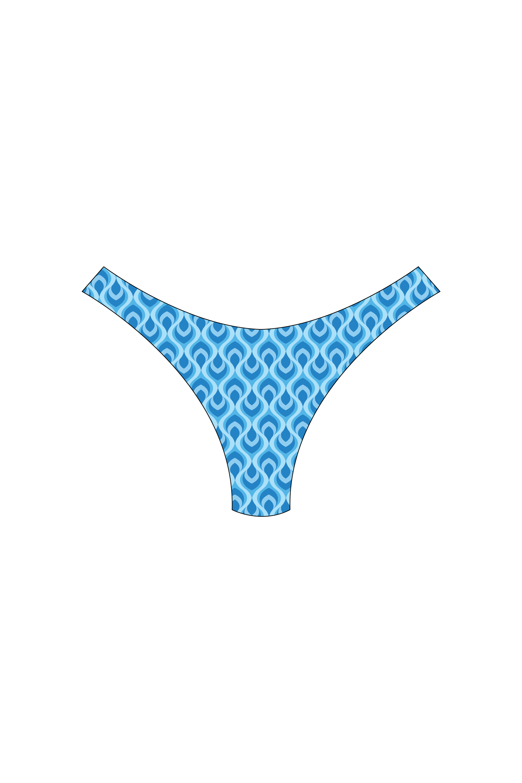 Blue Feather High-Leg Bikini Bottoms