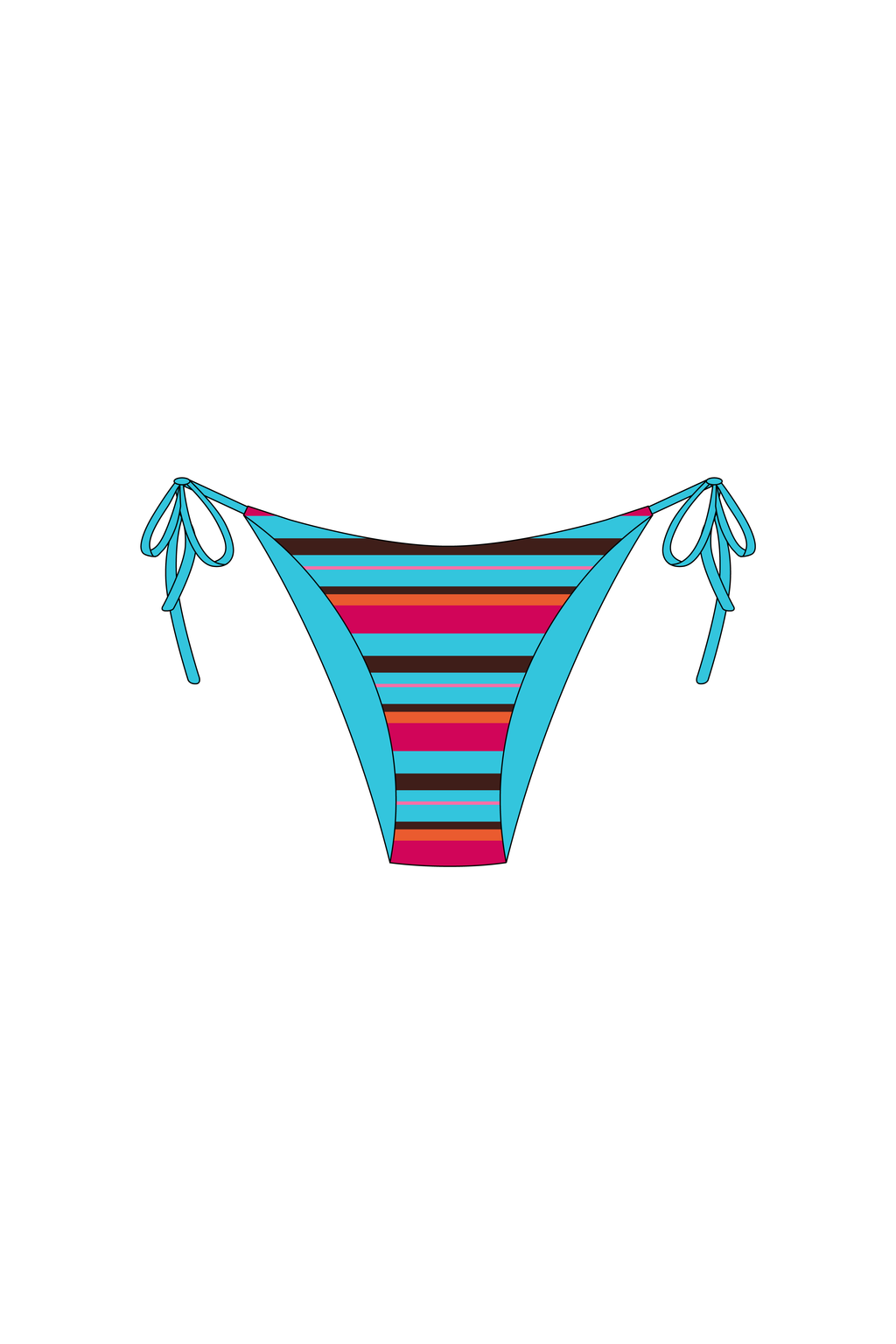 Pink & Blue Stripe String Bikini Bottoms