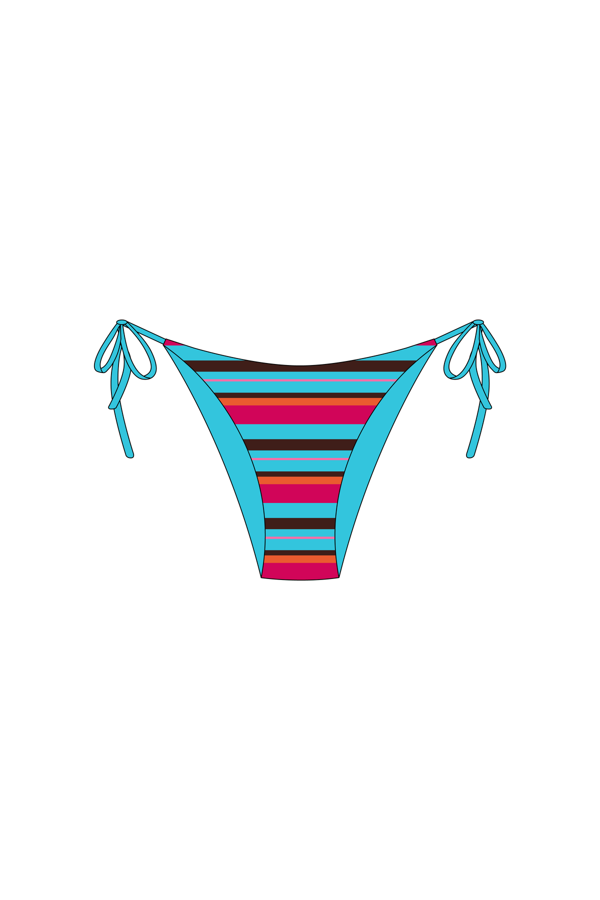Pink & Blue Stripe String Bikini Bottoms