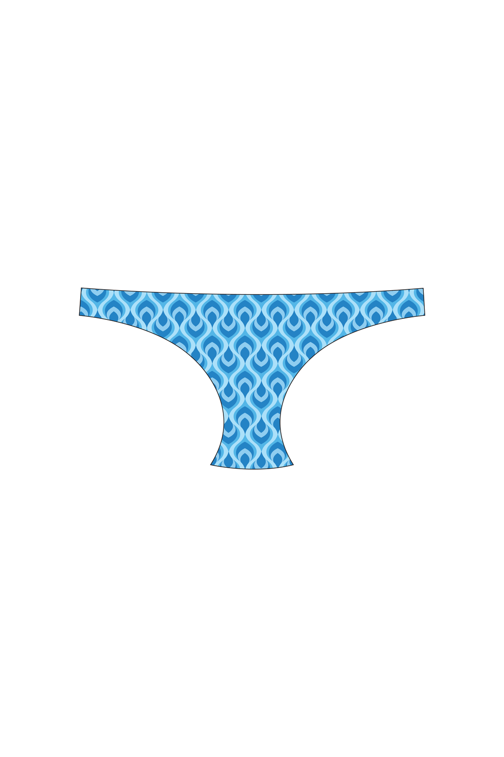 Blue Feather Tanga Bikini Bottom