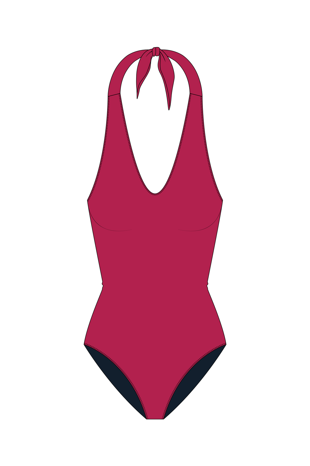 Maroon Halter Neck One Piece