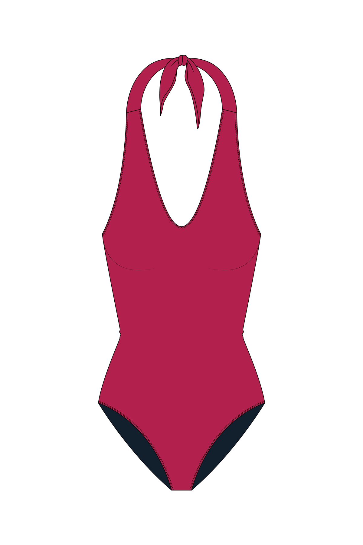 Maroon Halter Neck One Piece