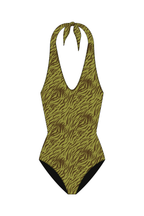 Green Zebra Halter Neck One Piece