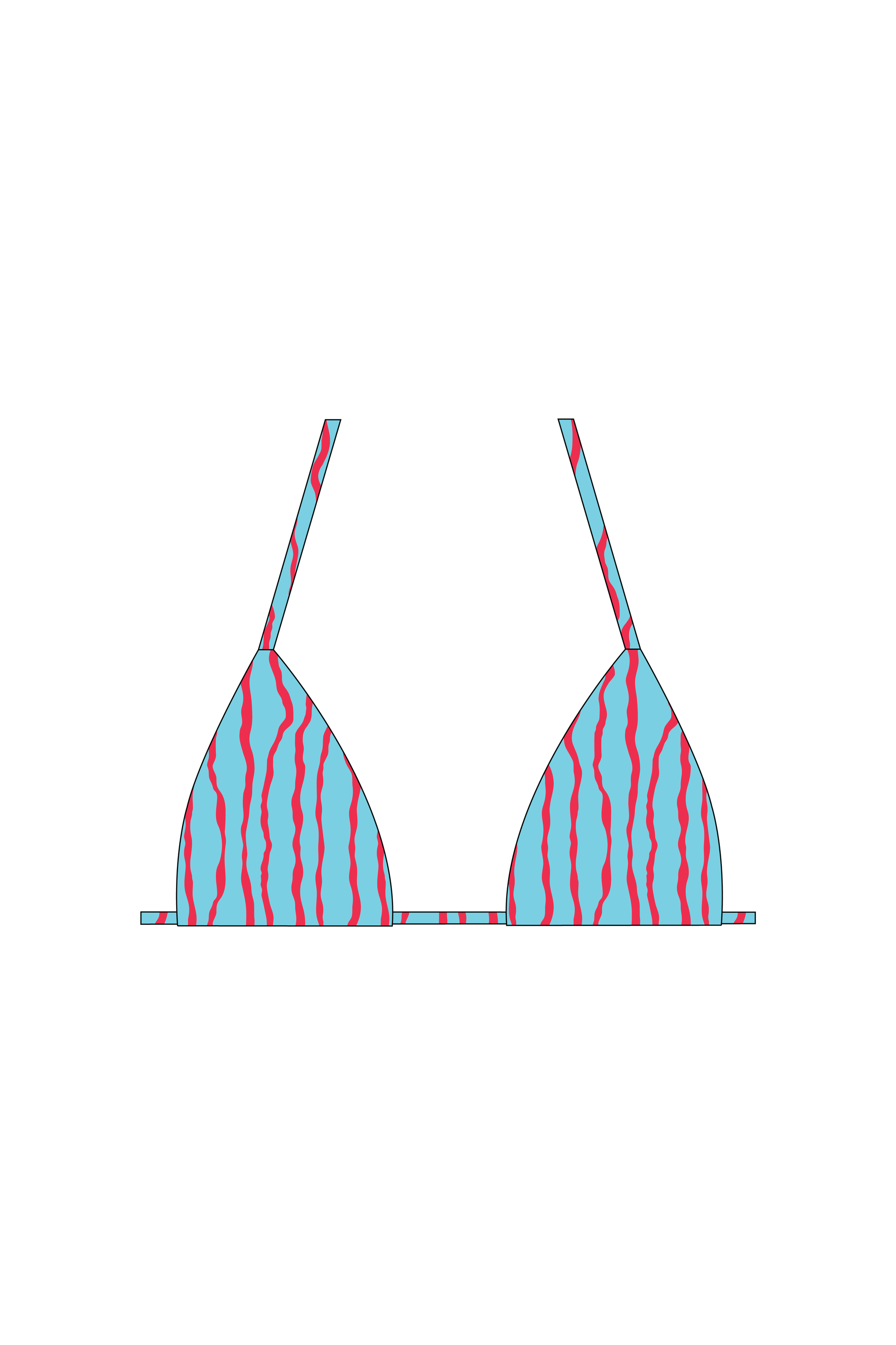 Blue & Red Squiggle Tie Bikini Top