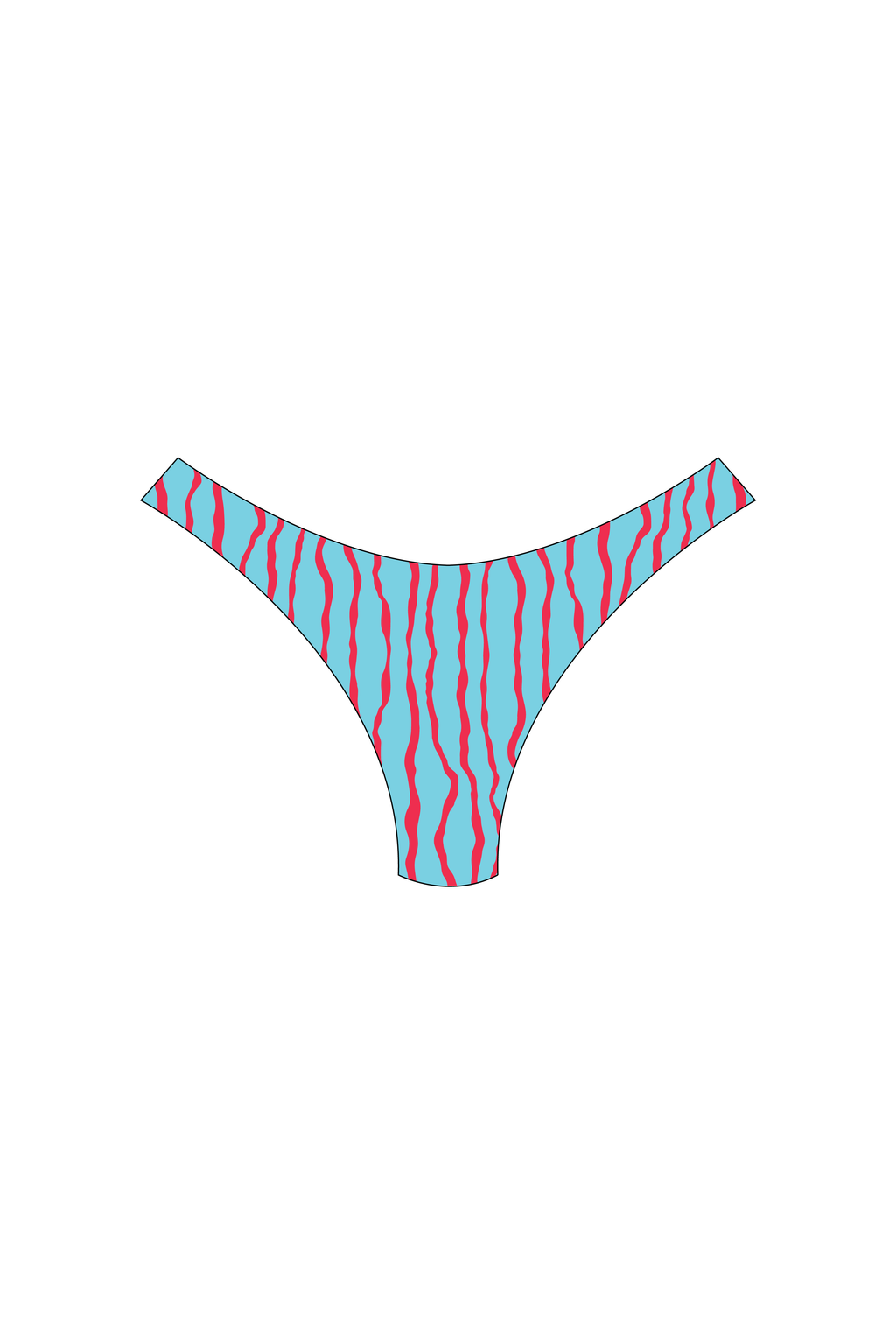 Blue & Red High-Leg Bikini Bottoms