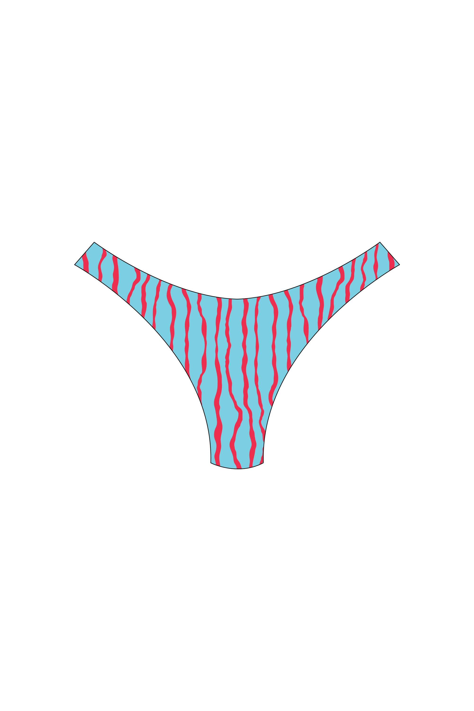 Blue & Red High-Leg Bikini Bottoms