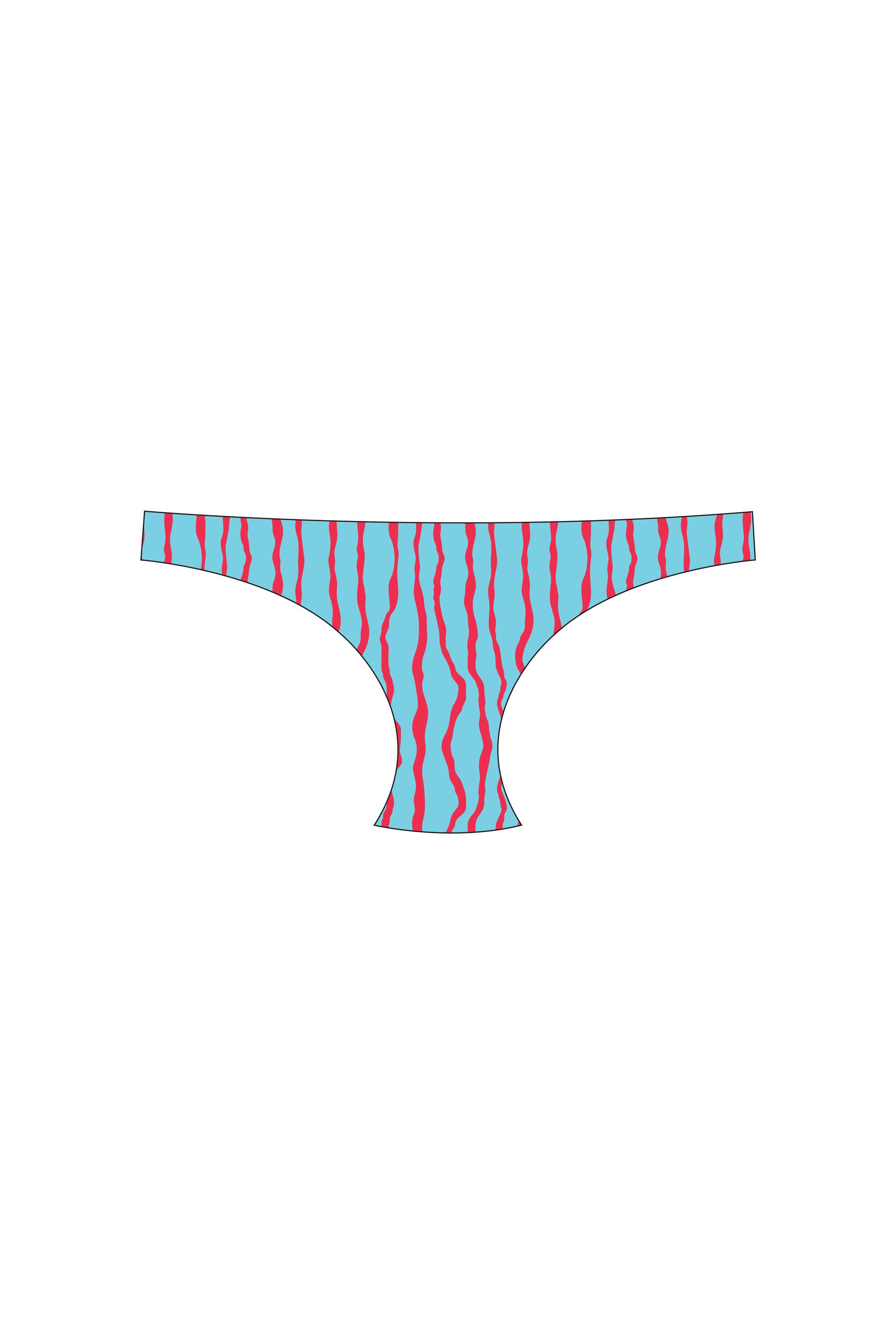 Blue & Red Squiggle Tanga Bikini Bottom