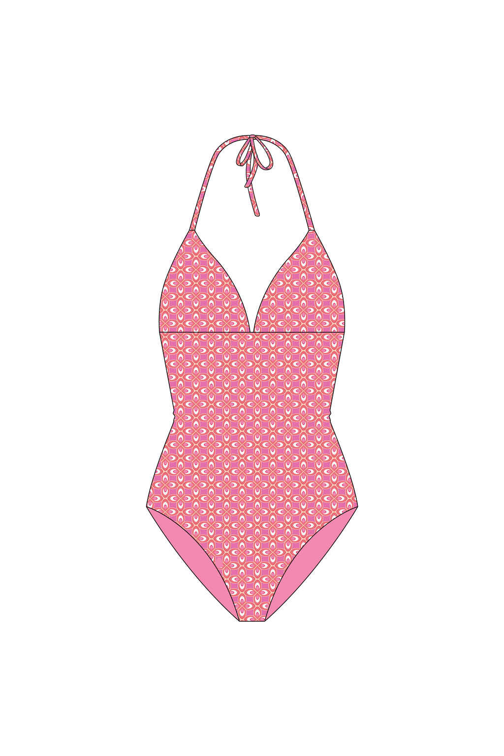 Pink Phoenix Tie Top One Piece