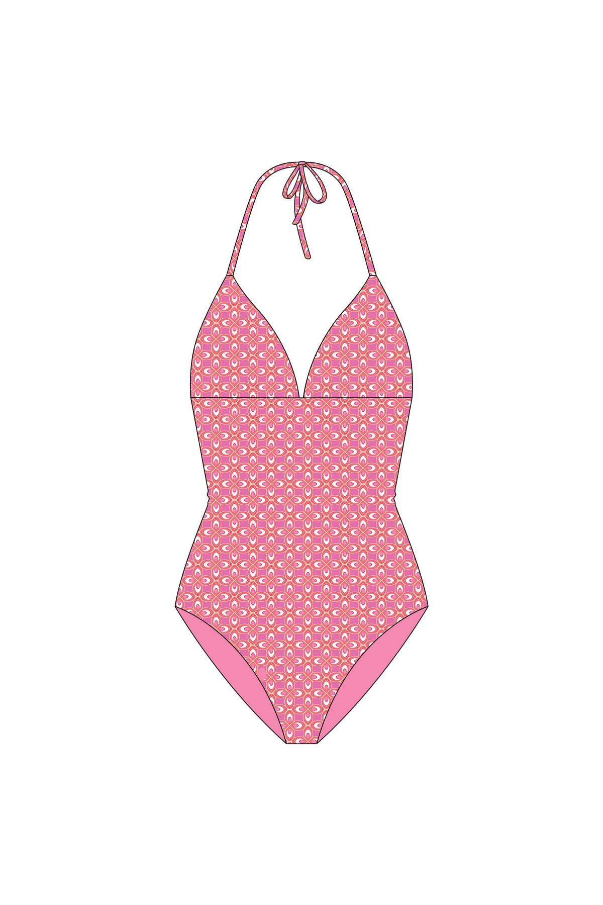 Pink Phoenix Tie Top One Piece