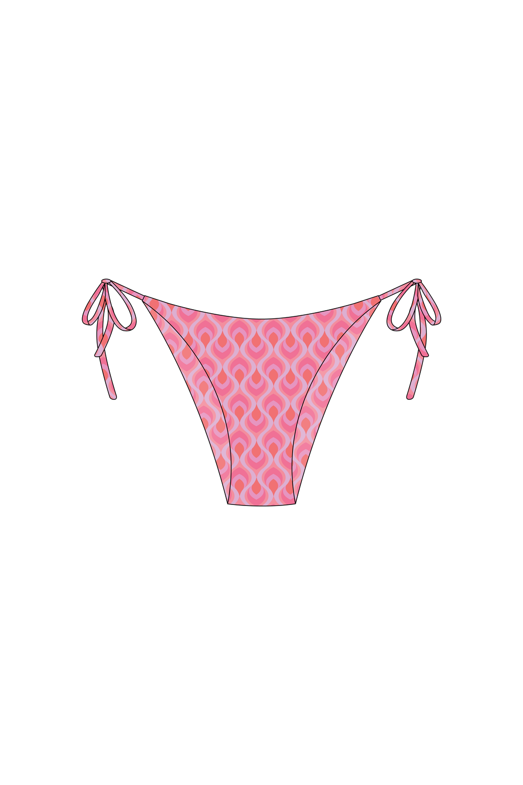 Pink Feather String Bikini Bottoms
