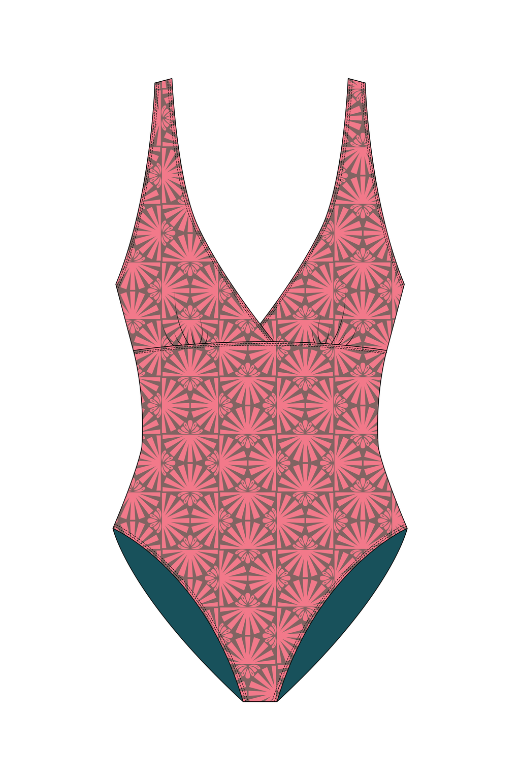 Dahlia Pink Peacock One Piece