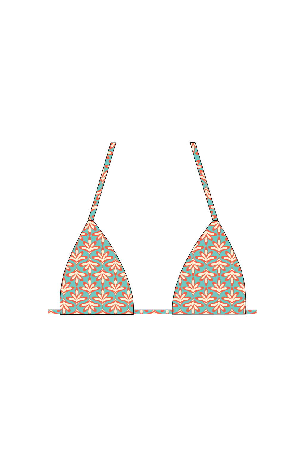 Retro Palm Tie Bikini Top