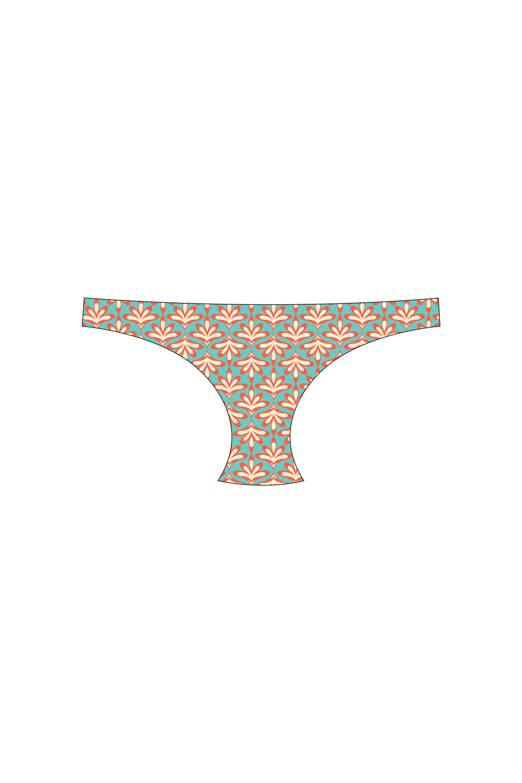 Retro Palm Tanga Bikini Bottom