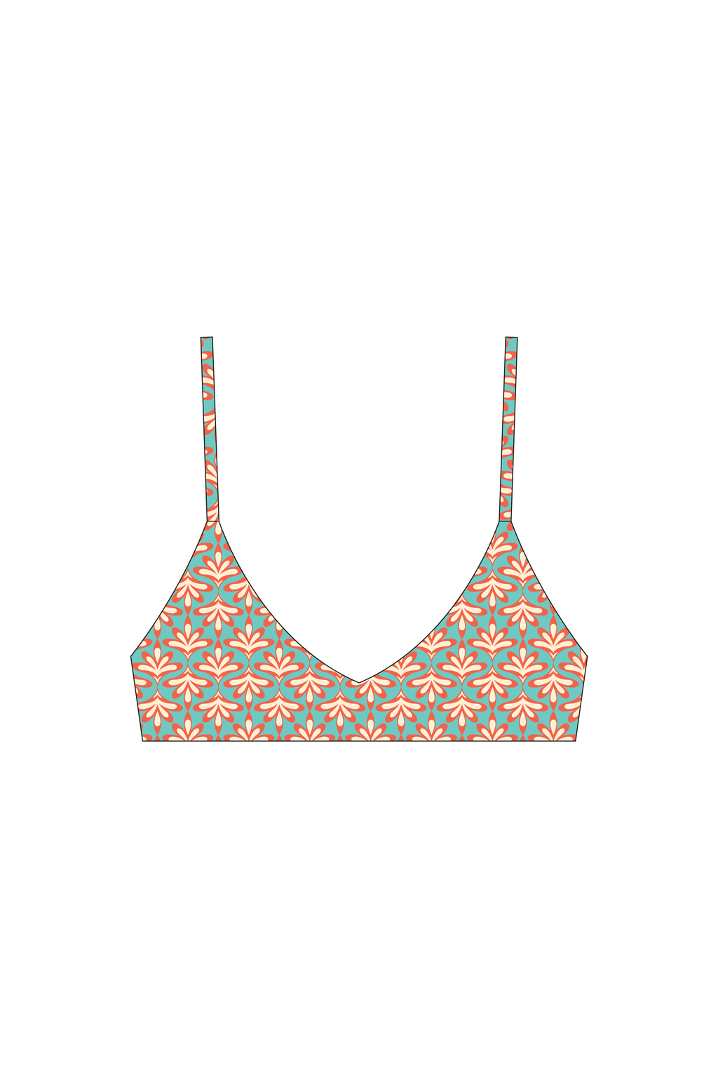 Retro Palm Cami Bikini Top