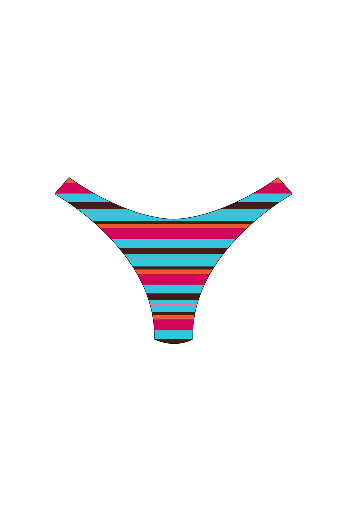 Pink & Blue Stripe High-Leg Bikini Bottoms
