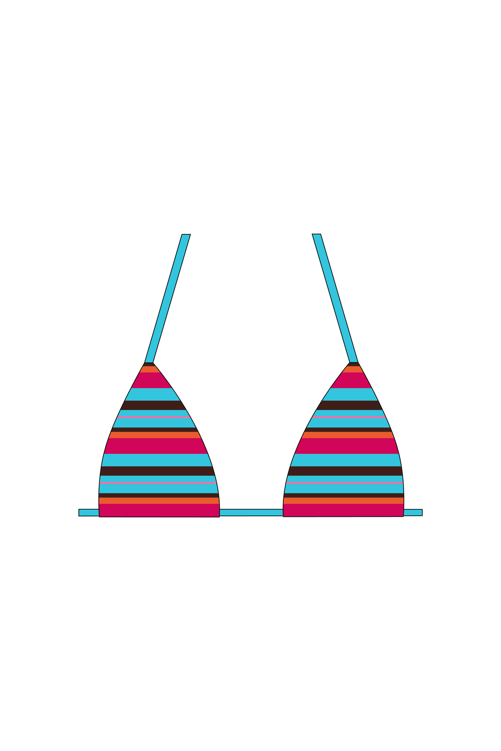 Pink & Blue Stripe Tie Bikini Top