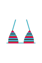 Pink & Blue Stripe Tie Bikini Top