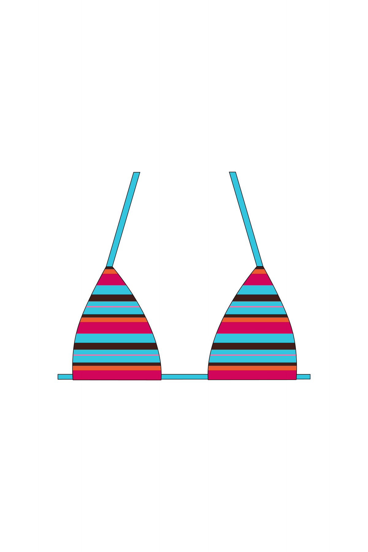 Pink & Blue Stripe Tie Bikini Top