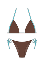 Light Brown&Blue Contrast Bikini Set