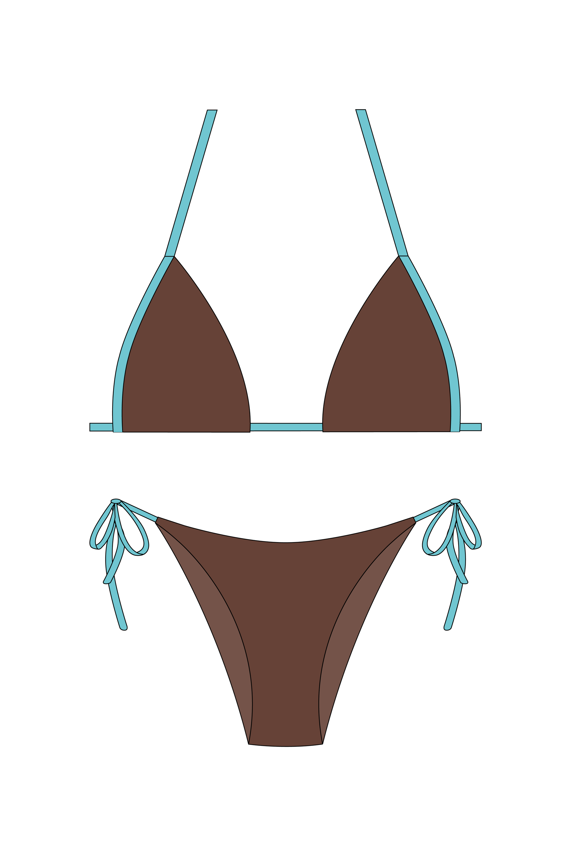 Light Brown&Blue Contrast Bikini Set