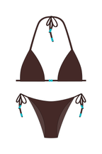 Brown Bikini set with turquoise beads