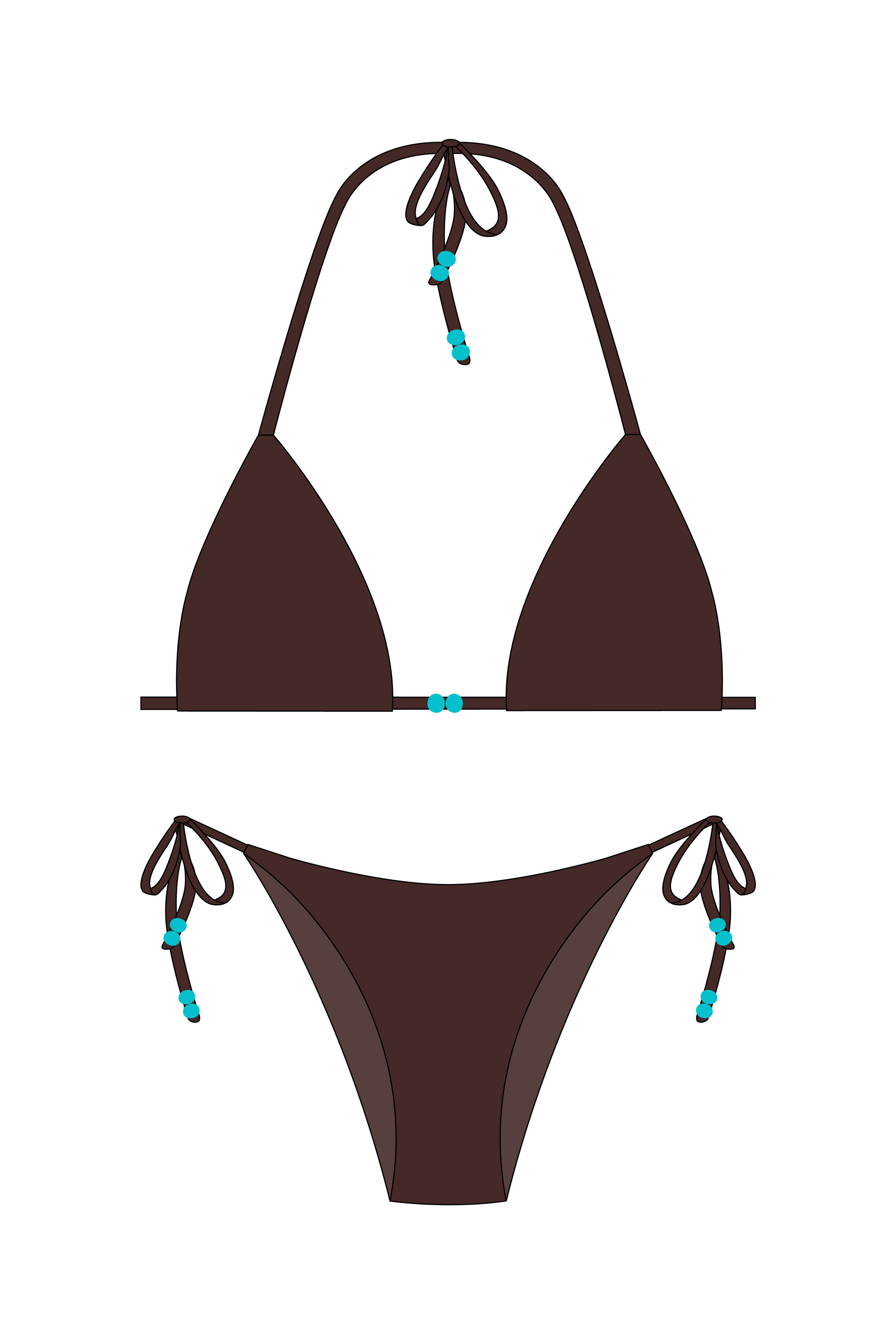 Brown Bikini set with turquoise beads