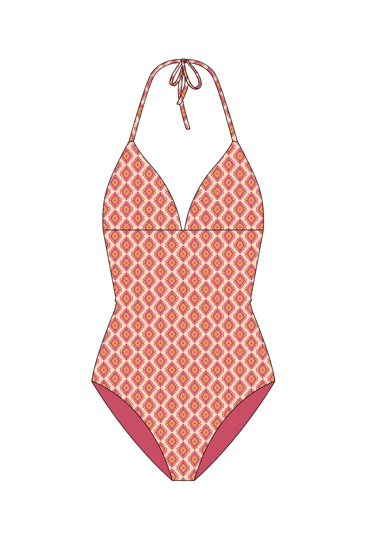 Tie Top One Piece in Pink