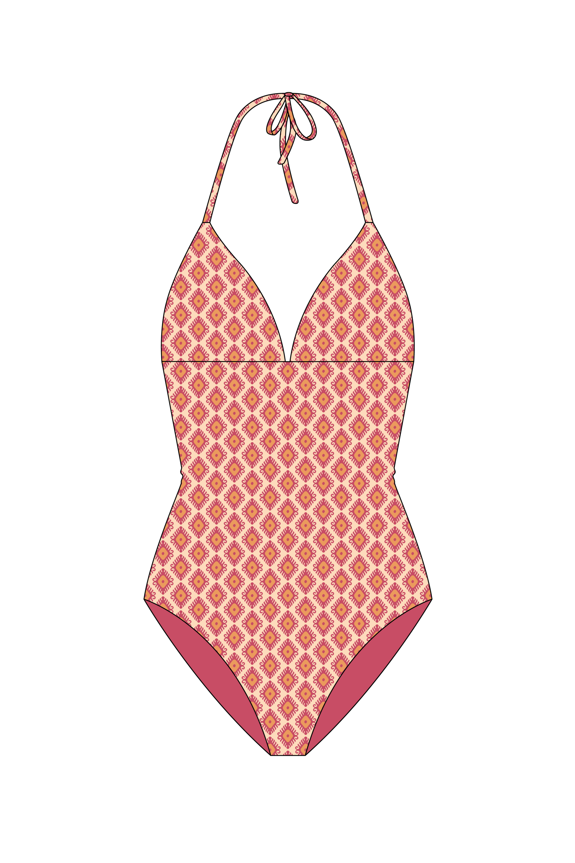 Tie Top One Piece in Pink