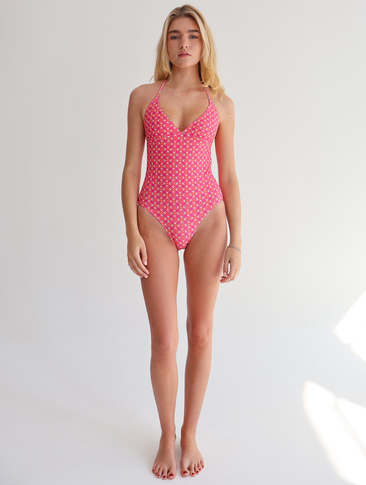 Pink Phoenix Tie Top One Piece
