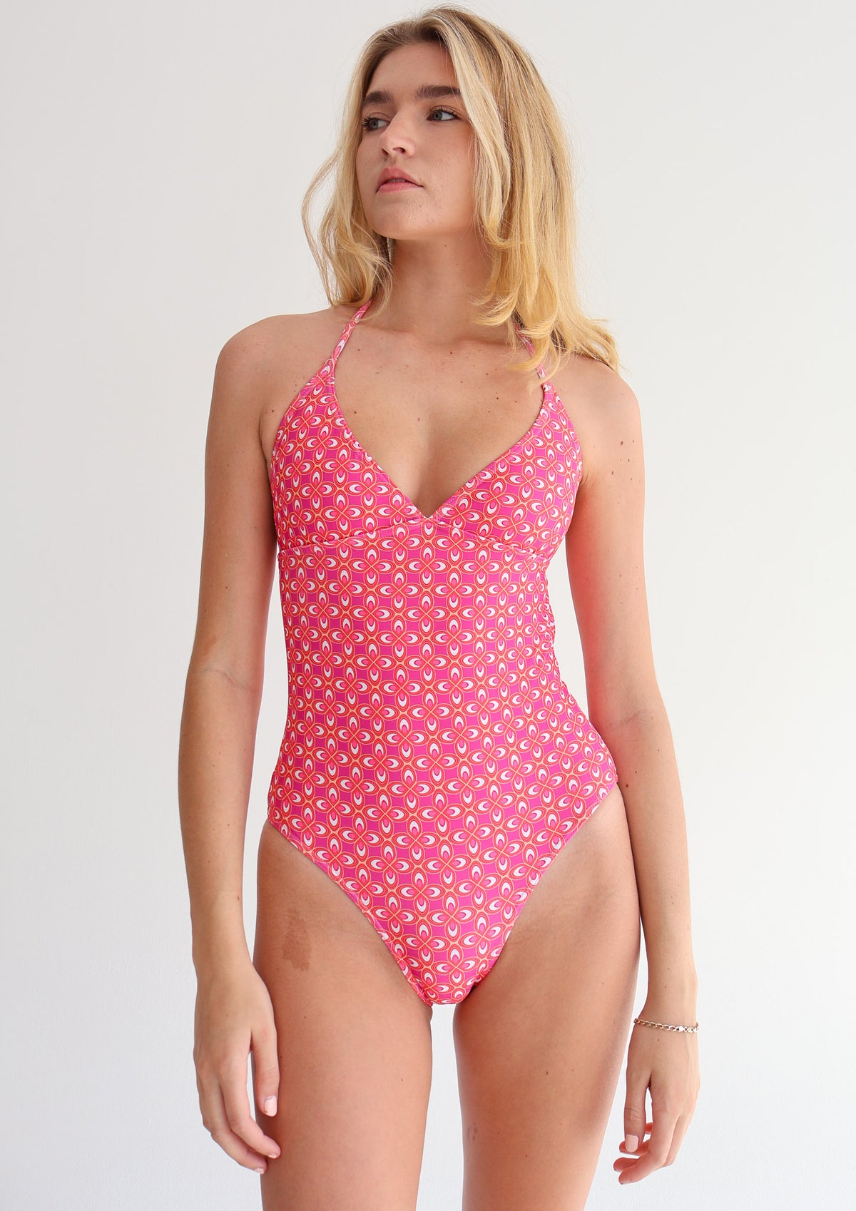 Pink Phoenix Tie Top One Piece